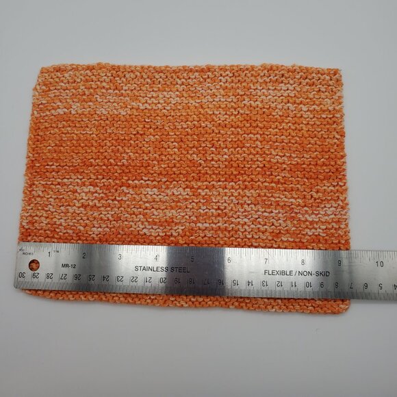 Knit Dish Rags Wash Rags Cotton/Polyester Blend Set of 4 Tangerine Splash 9 x 7 - Picture 3 of 4